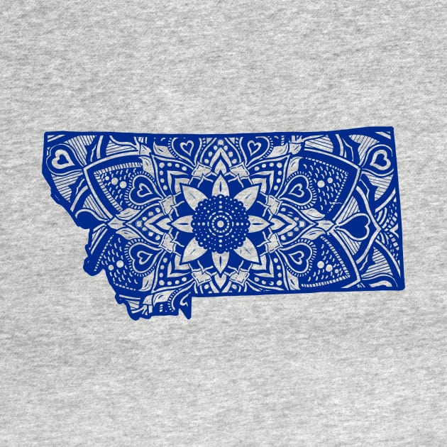 Blue Montana State Gift Mandala Yoga MN Art by Get Hopped Apparel